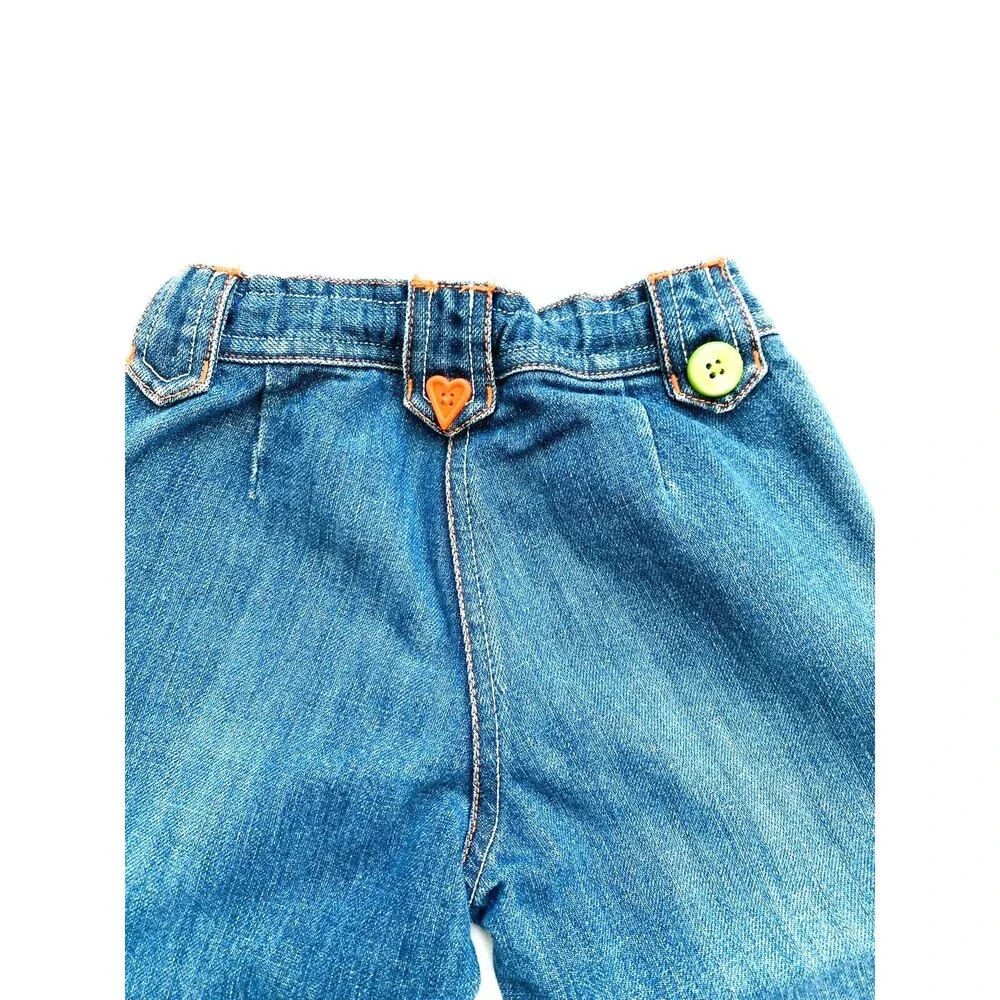 Gymboree CUTE AS A BUTTON Girls Denim Jean Pants Adjustable Waist Size 5 Flare